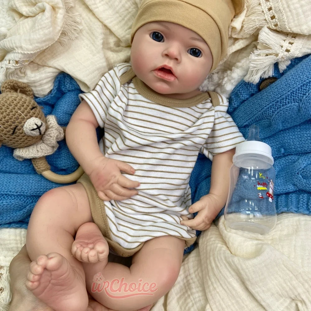 50cm Chubby Can Drink and Pee Girl/Boy Silicone Reborn Baby Realistic Full Body Fine Details Premium Doll For Collector