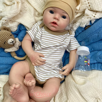 50cm Chubby Can Drink and Pee Girl/Boy Silicone Reborn Baby Realistic Full Body Fine Details Premium Doll For Collector