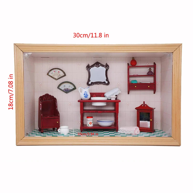 1set DIY Dollhouse Mini House /home Furniture Set Deluxe European-style Furniture Model Decoration  Accessories Children's Gift