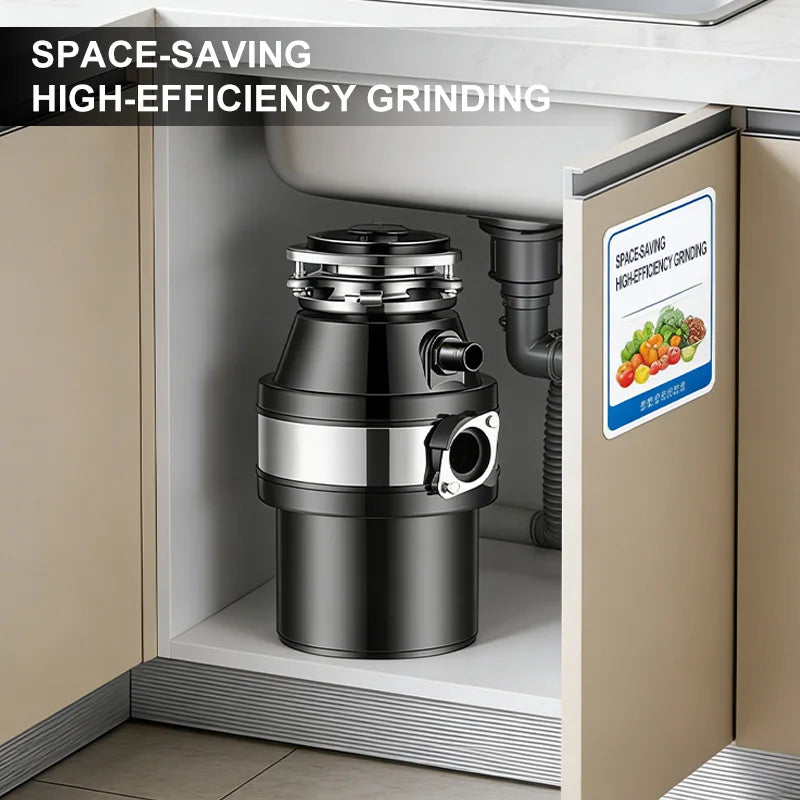 Home Kitchen Garbage Disposer High Speed Grinding With Dishwasher Stainless Steel Body For Bones Fruit Peels Coffee Grounds