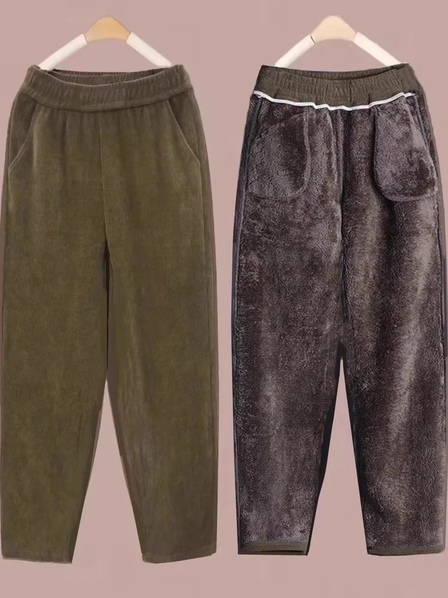 Thickened Lamb Velvet Fleece Lined New Loose Harlan Pants Fashionable All Match Casual Pants mid Aged And Elderly Best Selling