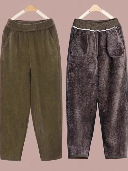 Thickened Lamb Velvet Fleece Lined New Loose Harlan Pants Fashionable All Match Casual Pants mid Aged And Elderly Best Selling