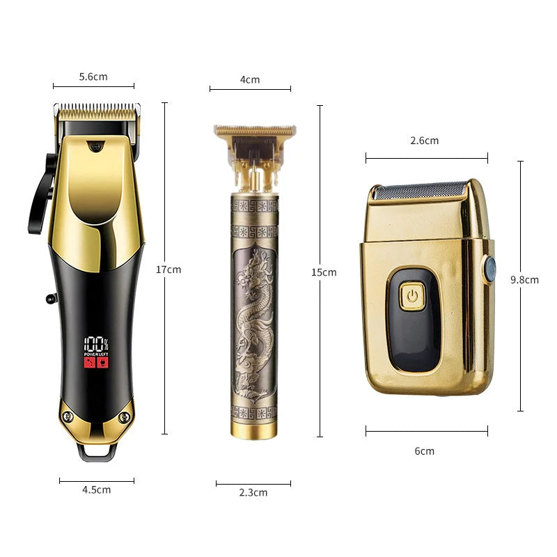 USB Rechargeable Men's Hair, 3-piece oil head and electric Trimmer, suitable for home use shaved hair salon boyfriend gifts