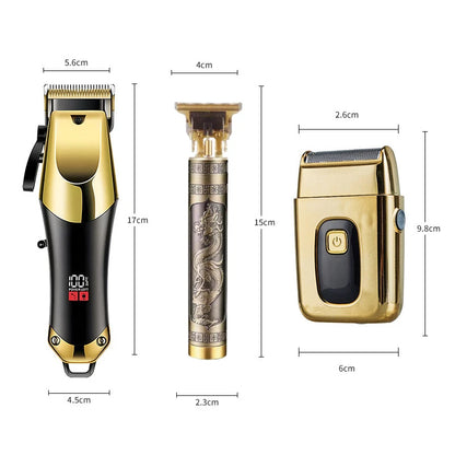USB Rechargeable Men's Hair, 3-piece oil head and electric Trimmer, suitable for home use shaved hair salon boyfriend gifts