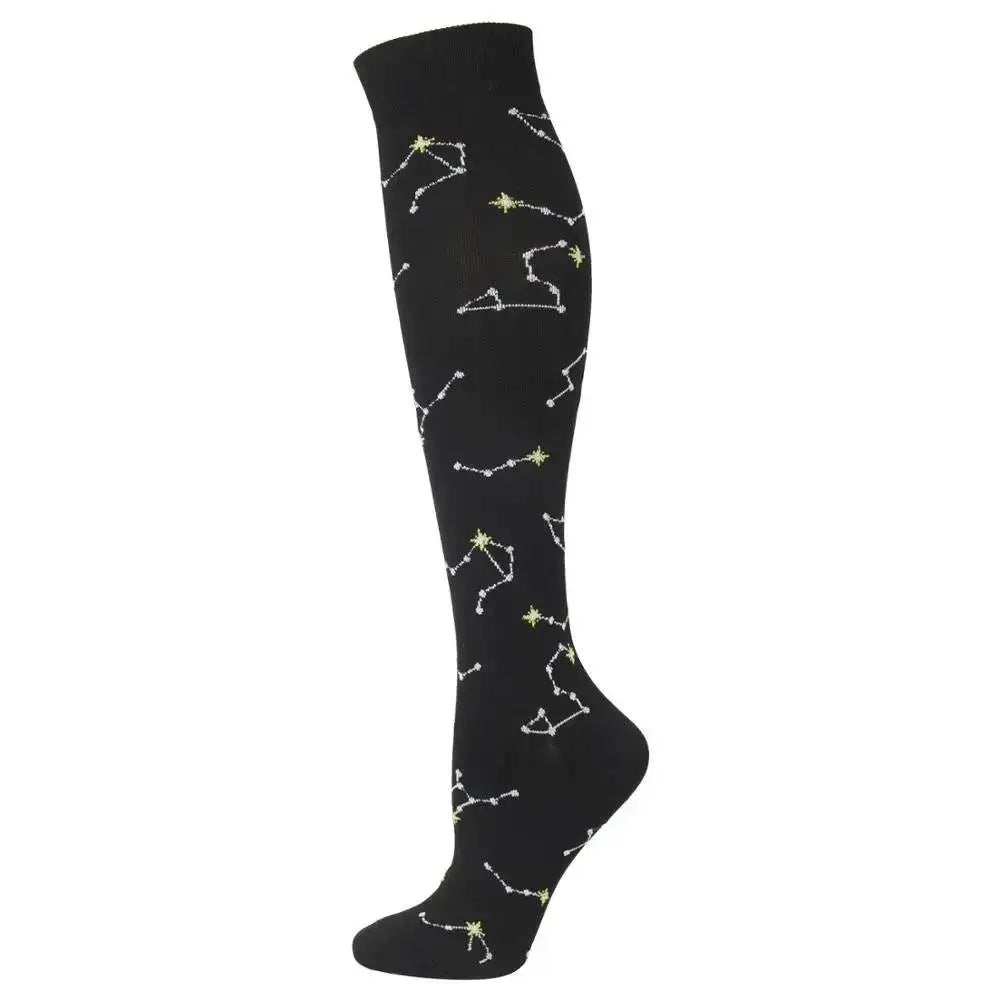 Sport Compression Stockings Funny Pattern Halloween ballon Dot Leg Pressure Running Cycling Multi Color Compress Socks