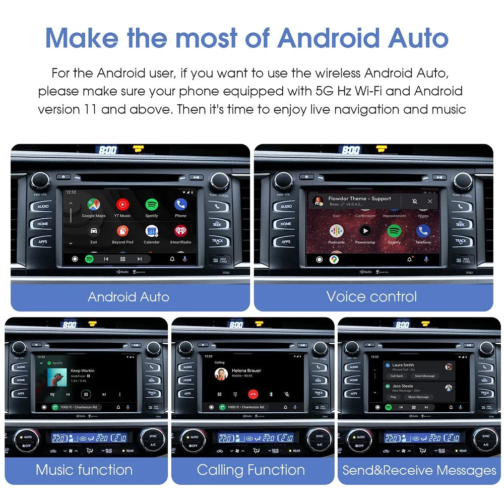 Wireless Carplay Android Auto for Toyota with Touch2 Entune2.0 2014-2019 Fits for Tundra/Highlander/RAV4/Tacoma/Camry/Corolla