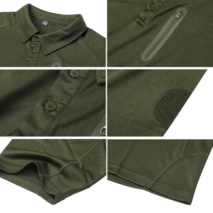 Men's Short Sleeve Polo Shirts Summer Tactical Polo with Zip Pocket Outdoor Hiking Golf Shirt Big Plus Size USA Size