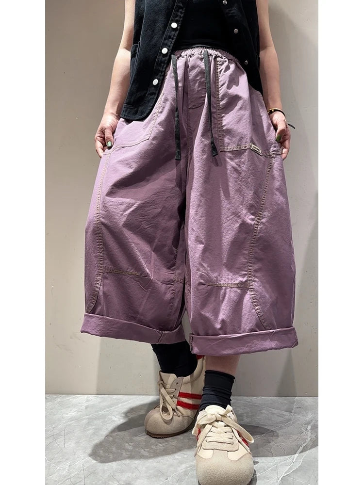 Amax LuluE 2026 Japanese Design Soild Pants Females Summer Fashion Loose Elegant Harem Trousers Womens Vintage Leisure Clothes