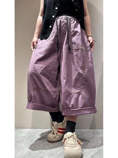 Amax LuluE 2026 Japanese Design Soild Pants Females Summer Fashion Loose Elegant Harem Trousers Womens Vintage Leisure Clothes