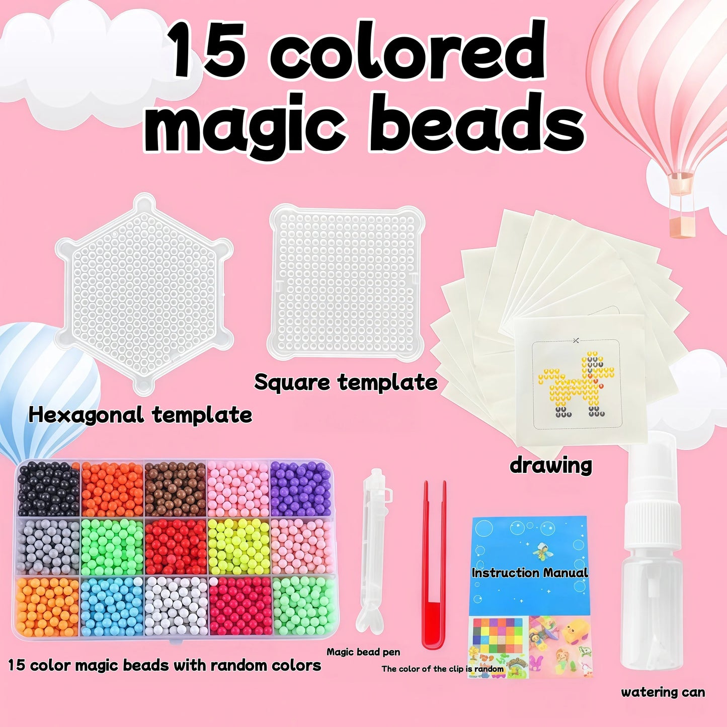 Multicolor Water Spray Magic Beads DIY Handmade Puzzle Kit Water Sticky Beads Educational Learning Craft Toy Birthday Xmas Gift