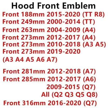 1pc 4-Ring ABS Car Hood Front Bonnet Grill Rear Trunk Emblem Logo Sticker For Audi A3 A4 A5 A6 A7 Q2 Q3 Q5 Q8 TT Black/Silver