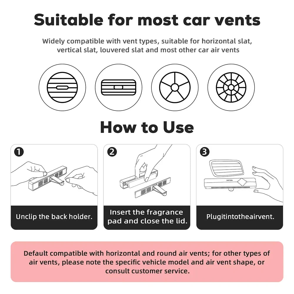 Refillable Car Air Freshener Vent Clip for Tesla Model Y, Aroma Diffuser with Scented Sticks, Interior Accessory