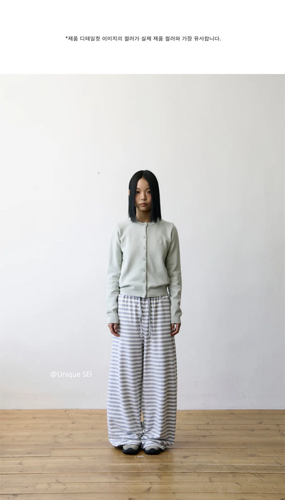 Unique Street Style Korean Lazy Star Embroidery Striped Sweatpants Casual Sporty Long Trousers for Women Straight Leg Pants