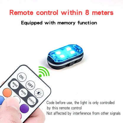 Rechargeable Wireless Light Aircraft Airplane Helicopter Warning Lights RGB Led Motorcycle Strobe lights LED Flash Light