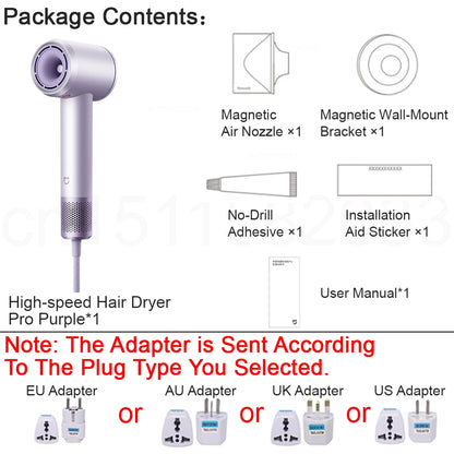 MIJIA High‑Speed Hair Dryer Pro,110k RPM,70 m/s Air,8 Airflow Modes,50 °C Constant Temp,200M Ions,CN Version With Ada