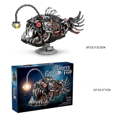 Mechanical Piranha Building Blocks LED Light MOC DIY Assembly Model Desktop Home Decor Ornament Birthday Gift Kids Boys Girls Ad