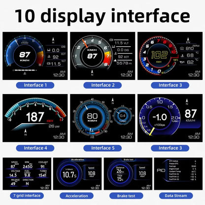 OBD2 Car Head Up Display HUD Smart Car Water & Oil temp Turbo RPM Gauge Digital Odometer Security Alarm Auto Meter