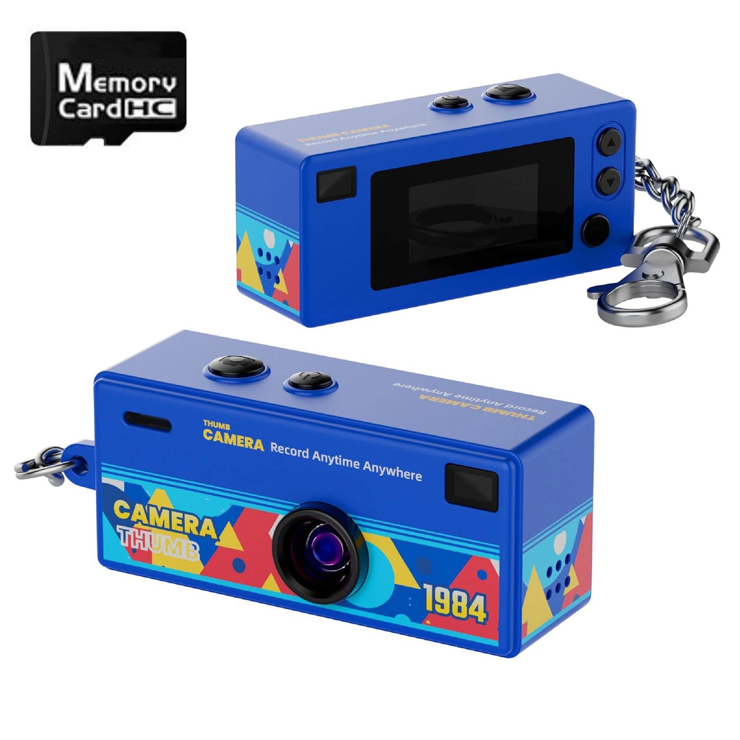 Thumb Keychain Camera 0.96 Inch Retro Mini Action Cameras 1080P Mini Camcorder Audio Video Recorder Support Memory Card for VLOG