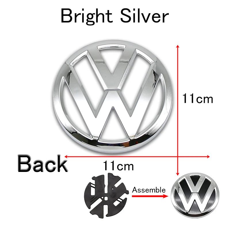 1Pc For Volkswagen Polo Car Emblem Logo With VW Polo 2014 2015 2016 2017 2018 Car Logo 122mm Front Bonnet Hood 110mm Rear Trunk