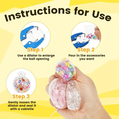 TPR DIY Ball Shell Kit Round Transparent Squishy Ball Making Kit Tear Resistant Refillable Stress Ball Kit Hands on Play