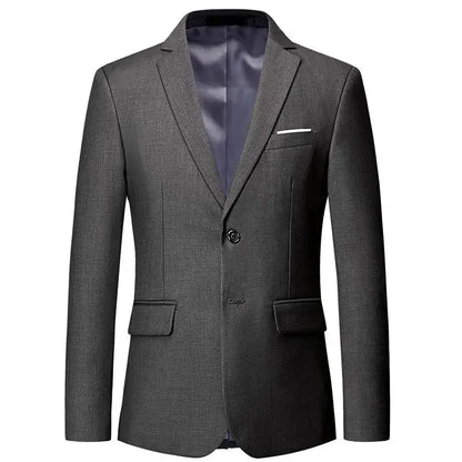 Men White Formal Jackets Two Bittons Long Sleeve Korean Mens Suit Jackets Office Wear Wedding Blazer