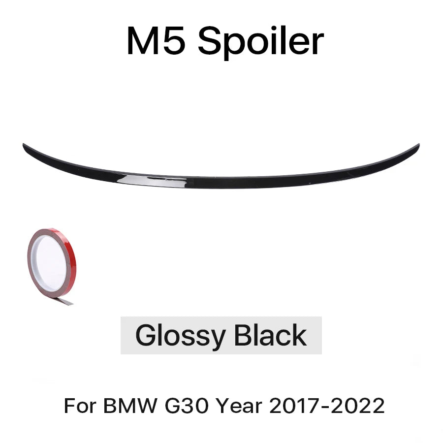 Rear Bumper Trunk Tail Lip M5 Roof Wing For BMW 5 Series G30 2017-2022 Gloss Black PSM M4 CS Style Boot Spoiler Carbon Fiber