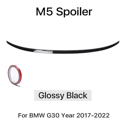 Rear Bumper Trunk Tail Lip M5 Roof Wing For BMW 5 Series G30 2017-2022 Gloss Black PSM M4 CS Style Boot Spoiler Carbon Fiber