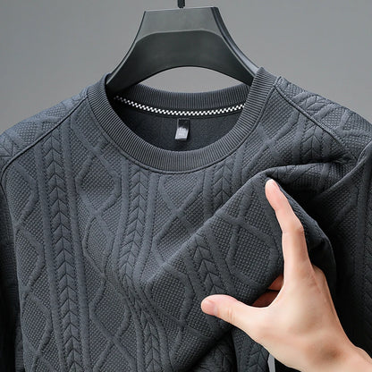New Best-selling Fashion Men's Fried Dough Twists Shape Warm Top Long Sleeve Sweater Outdoor Office Round Neck