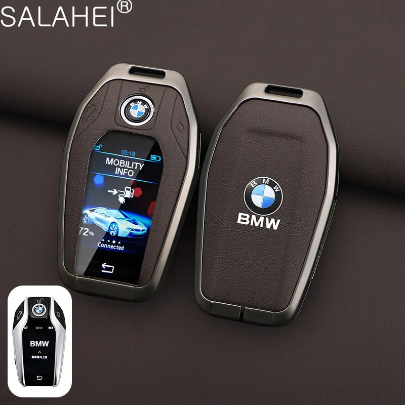 Leather Car Display LED Key Case Fob Cover Shell For BMW 3 5 7 Series G11 G12 G30 G31 X4 X5 X6 X7 i8 G32 G05 G07 X3 Accessories