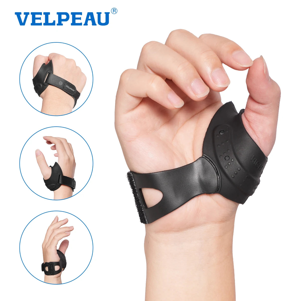VELPEAU Thumb Basal Joint Splint for Osteoarthritis Arthritis and Tendinitis Pain, Upgraded Rubber CMC Thumb Brace for Women Men