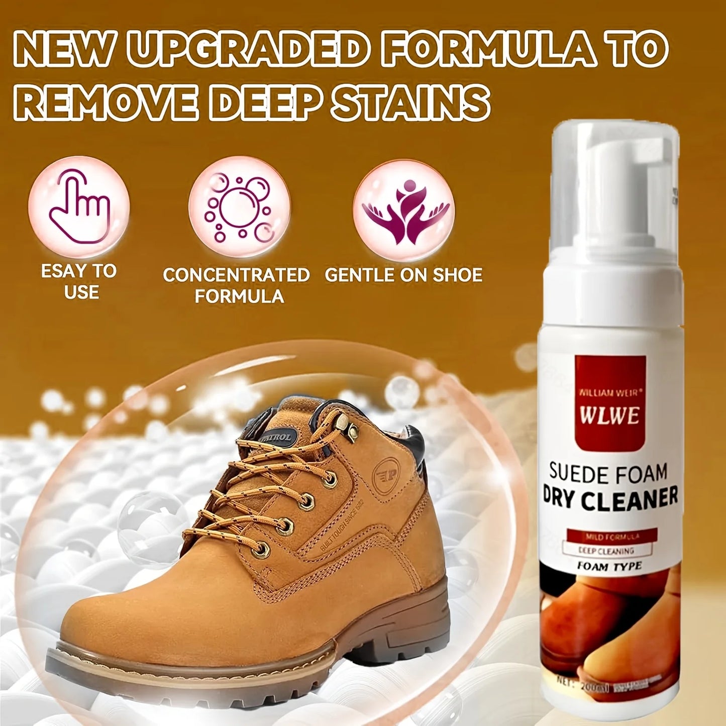 Foam Cleaner Suede And Cowhide Shoe Care Kit Residue-Free Formula For Snow Boots Knit Shoes Canvas Sneakers Sports Shoe Cleaner