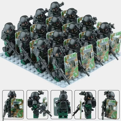 Building block riot police mini humanoid doll reloaded anti-virus ghost special police marine humanoid doll, cartoon toy gift