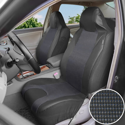 AUTOKING High Back Car Seat Covers Universal Size Fit For Most Car SUV PU Leather Spliced With Dot Jacquard Fabric Seat covers