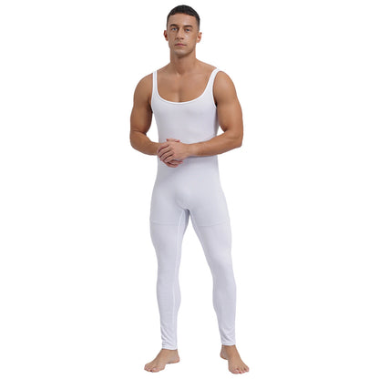 Mens Athletic Jumpsuit Square Neck Sleeveless Leotard Ribbed Striped Tank Unitard Wrestling Singlet Workout Yoga Bodysuit Romper