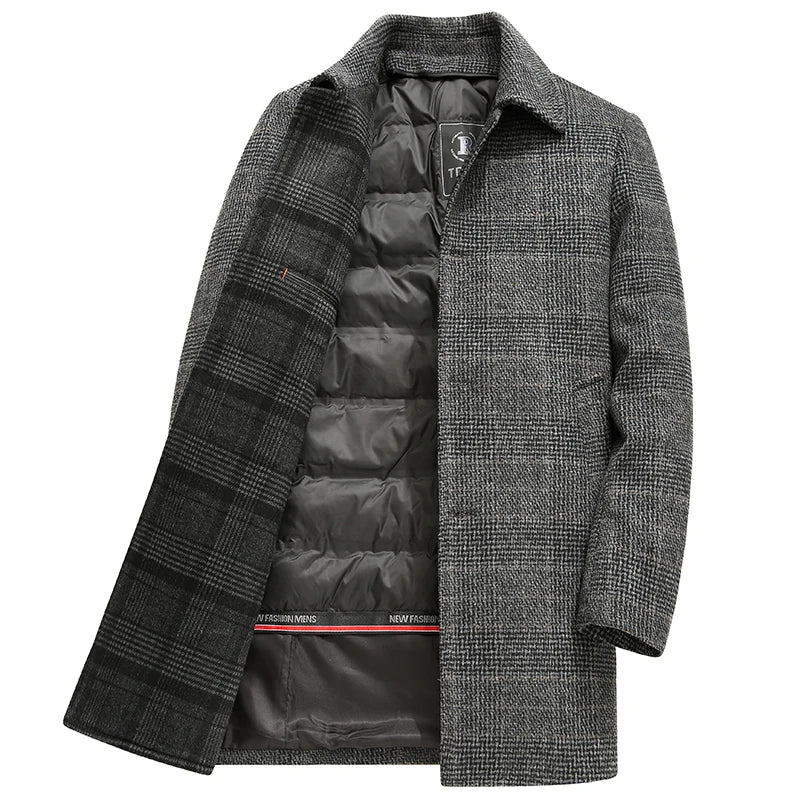Men's Autumn Trench Coat Warm Woolen Overcoat Male Autumn Winter Men's Wear Woollen Coat Male Warm Mens Long Jacket Men Clothing
