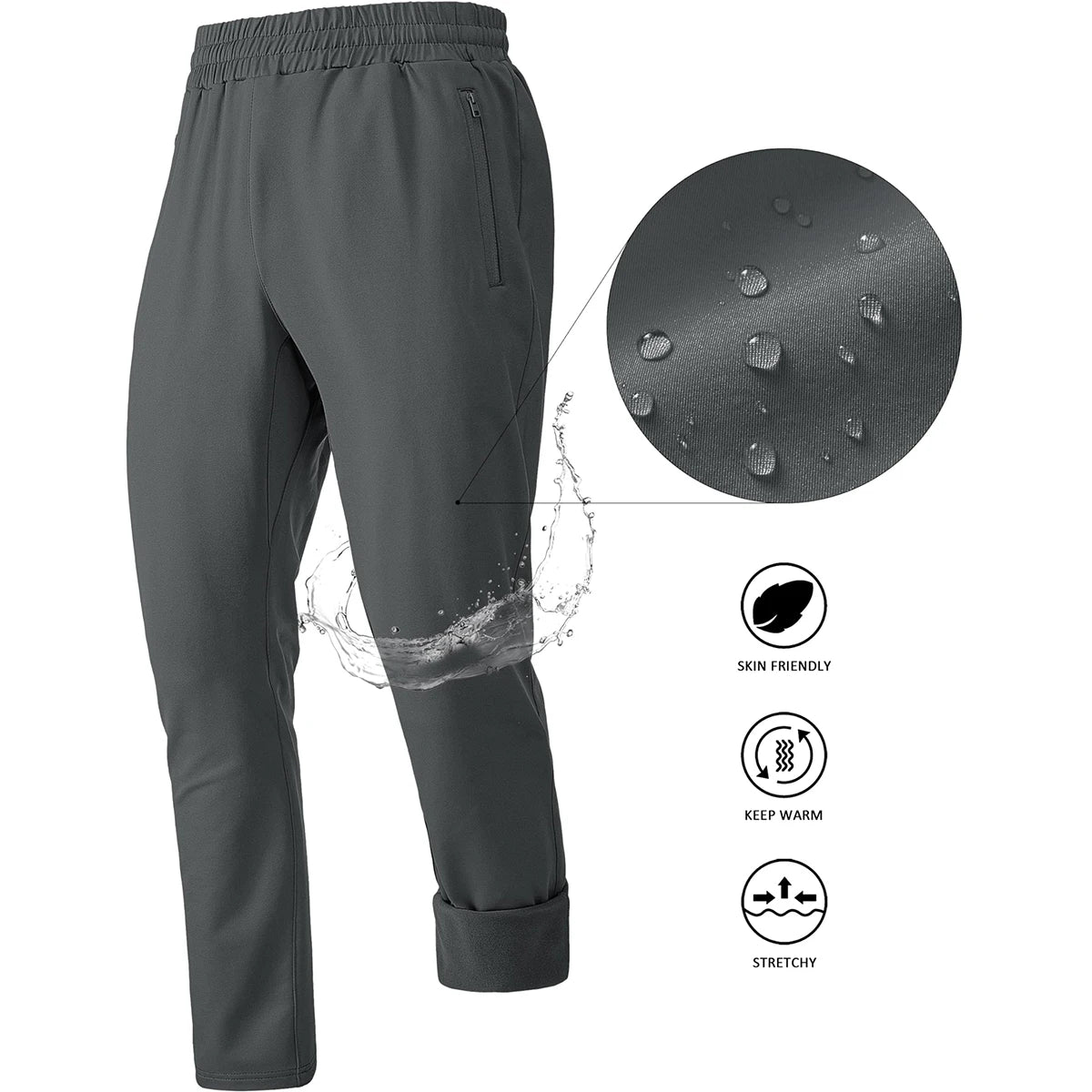 TACVASEN Men's Fleece Lined Track Pants Fall Winter Thermal Warm Jogger Pants Waterproof Workout Casual Drawstring Sweatpants