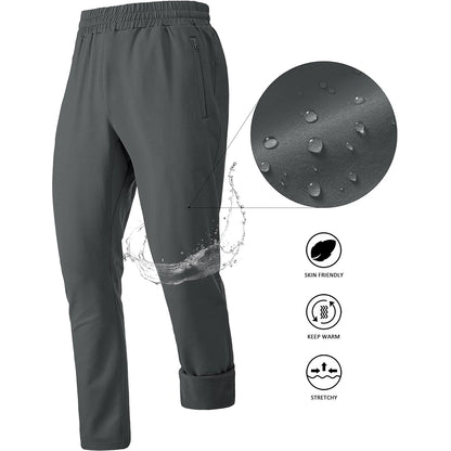 TACVASEN Men's Fleece Lined Track Pants Fall Winter Thermal Warm Jogger Pants Waterproof Workout Casual Drawstring Sweatpants