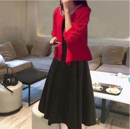 plus Size Fashionable Spring Autumn Dress Set Women's Meat Concealing Two Piece Suit Sister Stylish Minya Style Outfit
