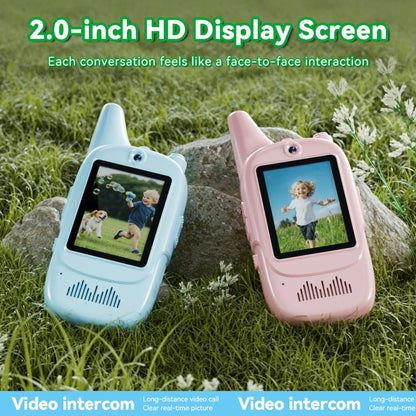 Christmas 2pcs Video Walkie Talkie Video Intercom HD Rechargeable Voice Fonts One-Click Call Cartoon Voice Changer Gift for Kids