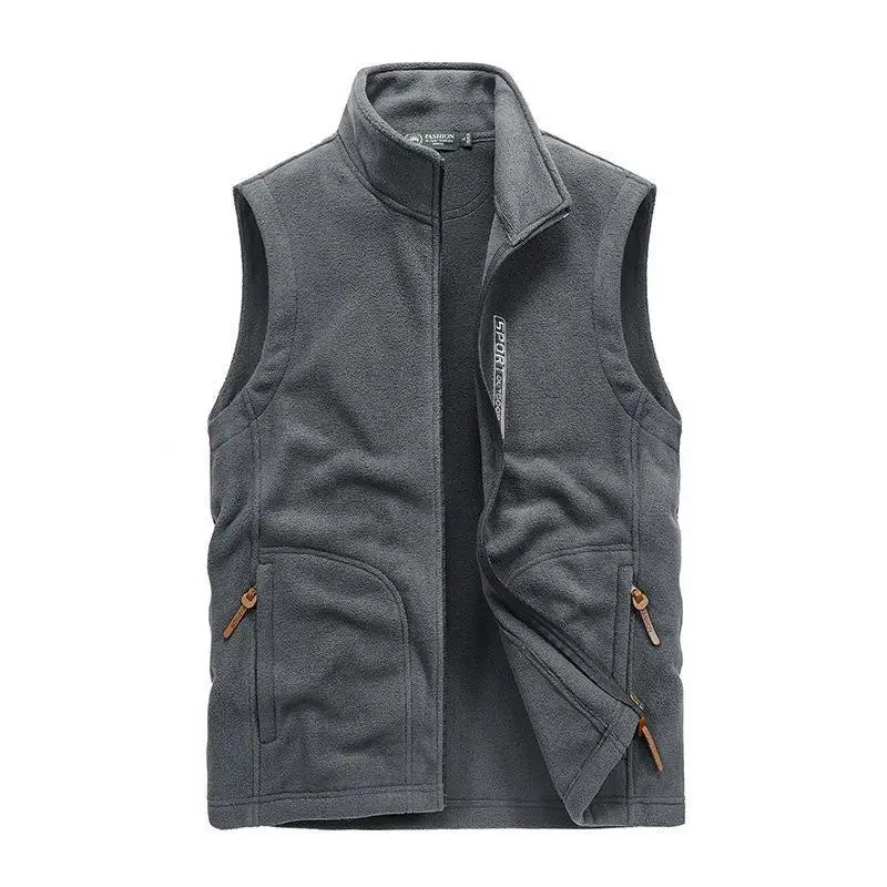 Autumn men's outdoor casual plus size fleece vest men's fleece warm and fashionable stand collar