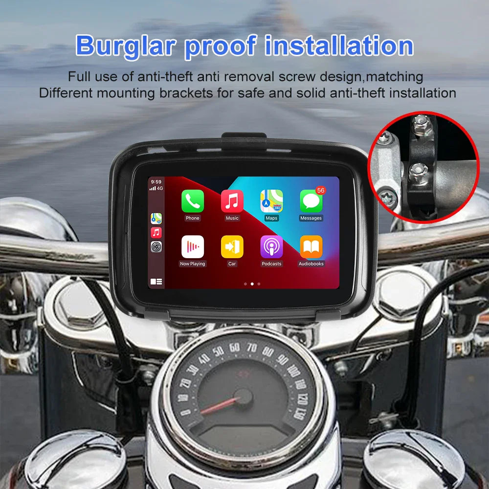 2026 Motorcycle Car GPS Navigation Wireless Apple Carplay Android Auto Car GPS Navigation IPX7 Waterproof Blutooth Google map