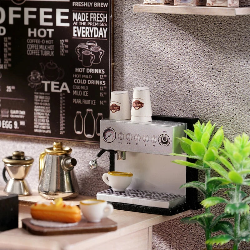 Coffee Shop Doll House Mini DIY Kits Making Room Assembling Toys Bedroom Decorations Furniture Dollhouses Toys For Xmas Gifts
