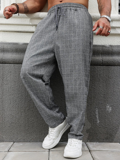 Men's Casual Plaid Pants Urban Fashion All Seasons Comfortable Fit Trousers for Casual Wear