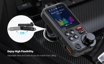 Bluetooth-compatible Car Wireless FM Transmitter Radio Adapter Fast Charging Treble Bass Sound Music Car MP3 Player Aux QC3.0