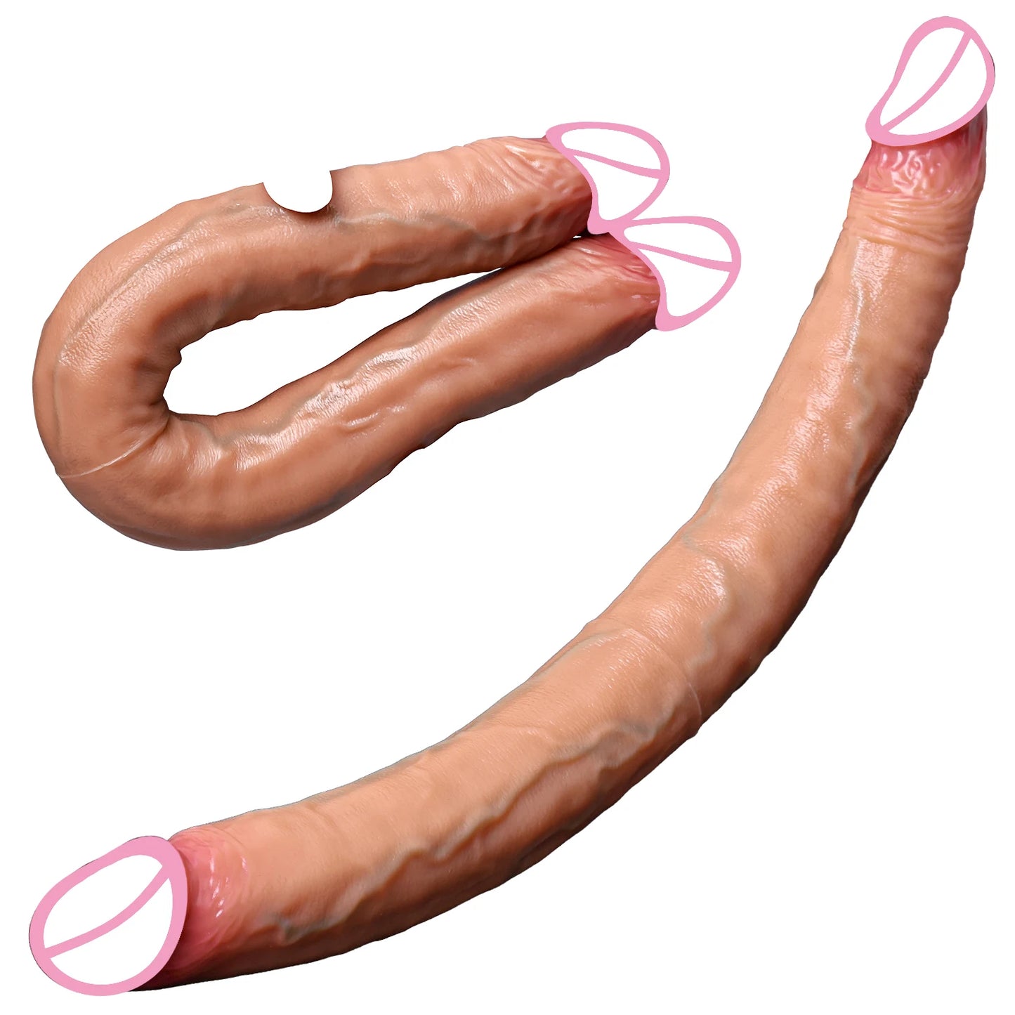 Double Head Realistic Silicone Dildo Long Anal Plug Vaginal Stimulator for Lesbian Couples And Gay Men Liquid Silicone Sex Toy