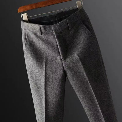 Men's Thickened Woolen Trousers Straight Leg Casual Business Pants Lightweight Luxury Spring Autumn Warm Casual Men's Pants
