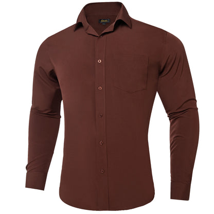 Solid Men Shirts Long Sleeve Cotton Polyester Blue Green Yellow Classic Basic Casual Slim Business Office Shirts Clothes