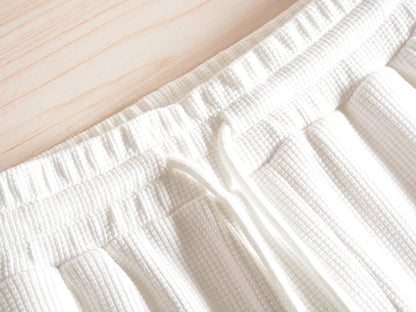 Autumn American Retro Waffle Embroidery Sweatpants Men's Fashion Pure Cotton Loose Elastic Waist Drawstring Casual Sport Pants