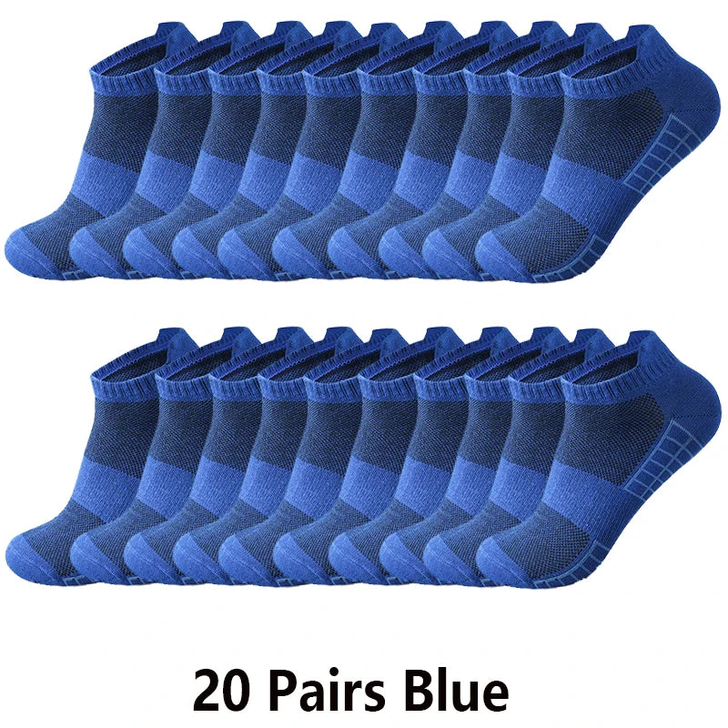 10/20 Pairs Ankle Socks Men Women Breathable Mesh Cotton Socks Running Sports Solid Color Boat Socks Couple Student Ear thletic