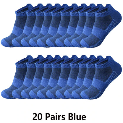 10/20 Pairs Ankle Socks Men Women Breathable Mesh Cotton Socks Running Sports Solid Color Boat Socks Couple Student Ear thletic